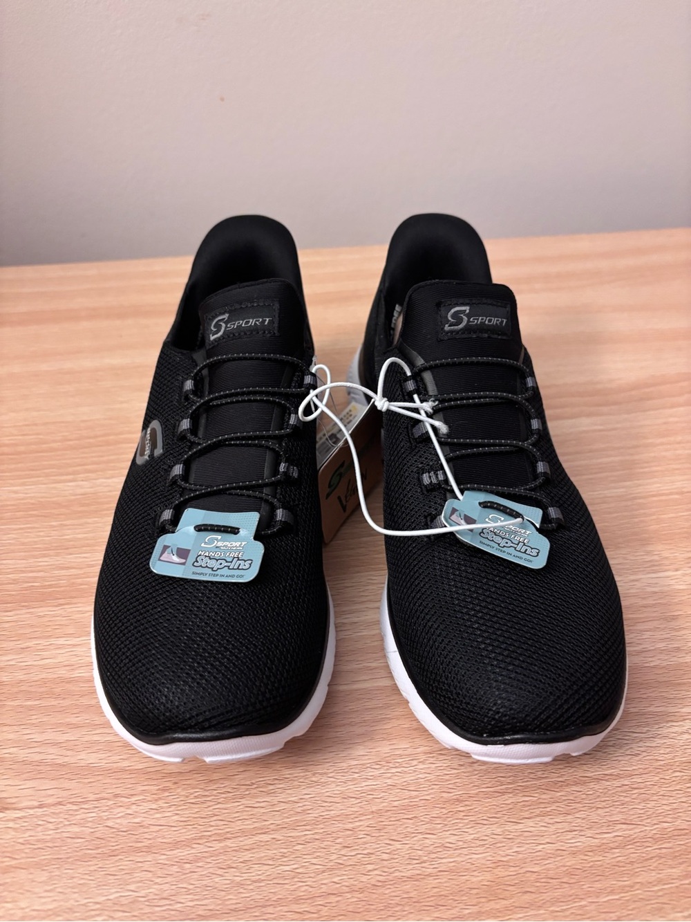 Skechers Black Athletic Slip-On Sneakers with White Soles
